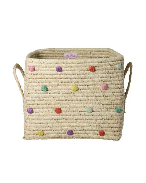 Hovedbilde Rice DK oppbevaringskurv i raffia – dots ...