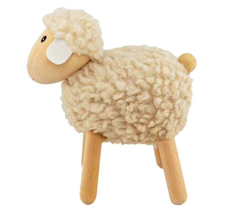 Sau av tre & ull, beige, stor
