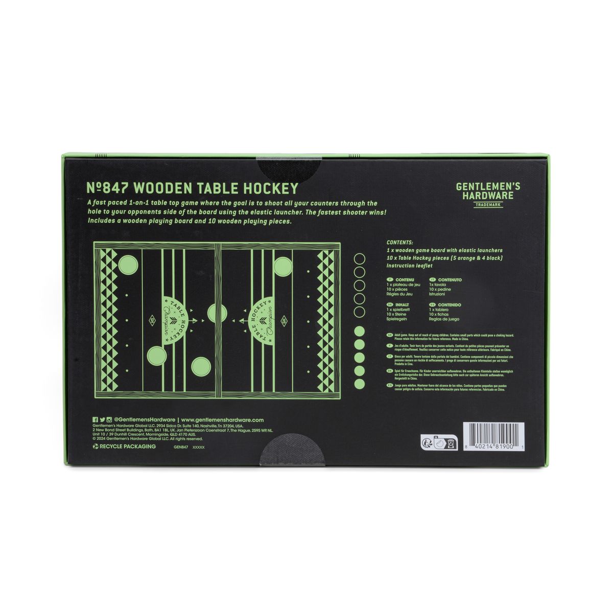 Bordhockey i tre Gentleman's Hardware