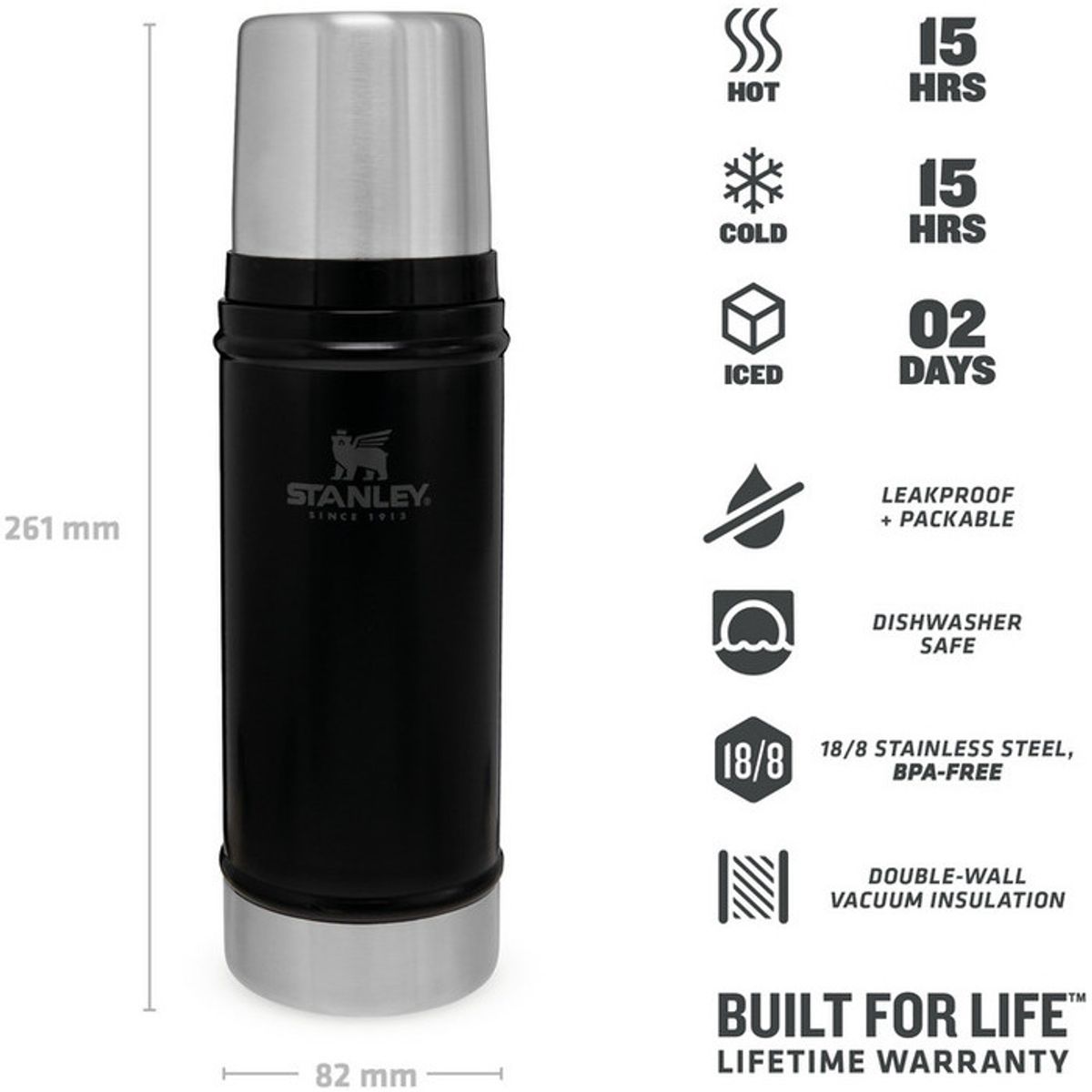 Stanley Termos Classic Vacuum Bottle 0,47L Matte Black