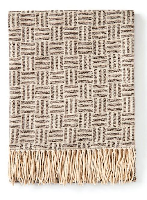 Hovedbilde Lenox Jacquard-vevd pledd, mørk beige fra Vinga ...