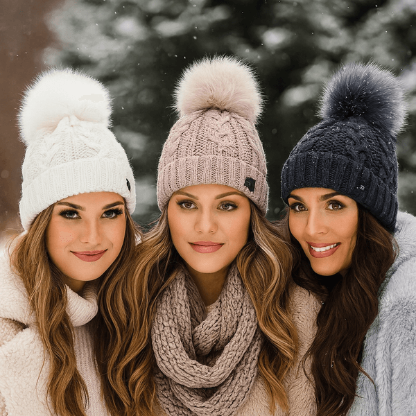 Hovedbilde Lue ribbestrikket m fuskepelsdusk, hvit