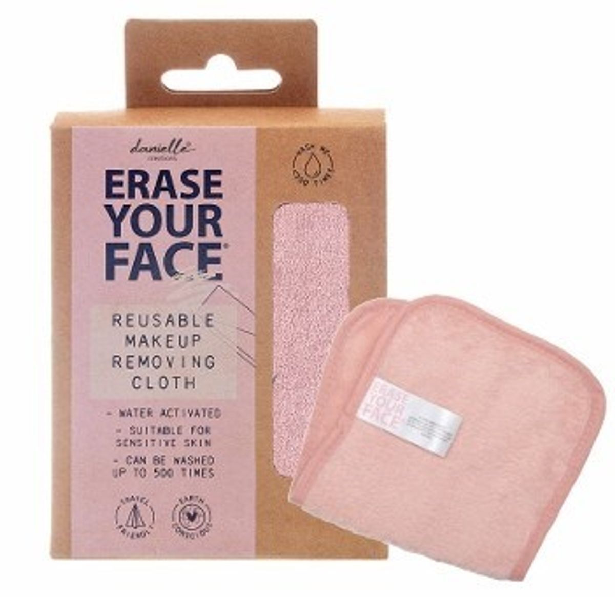 Erase Your Face – Gjenbrukbar sminkefjerningsklut, rosa fra Danielle Creations
