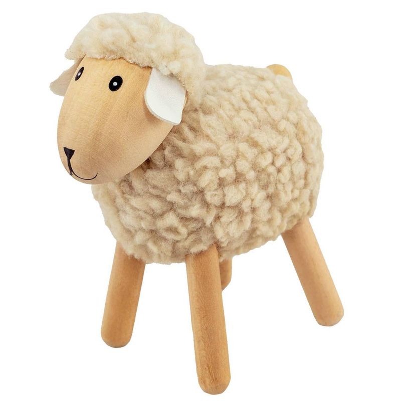 Sau av tre & ull, beige, stor